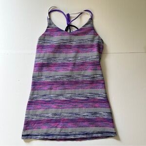 Ivivva Strappy Striped Tank Top Racerback Workout Athletic Shirt Purple Sz 14